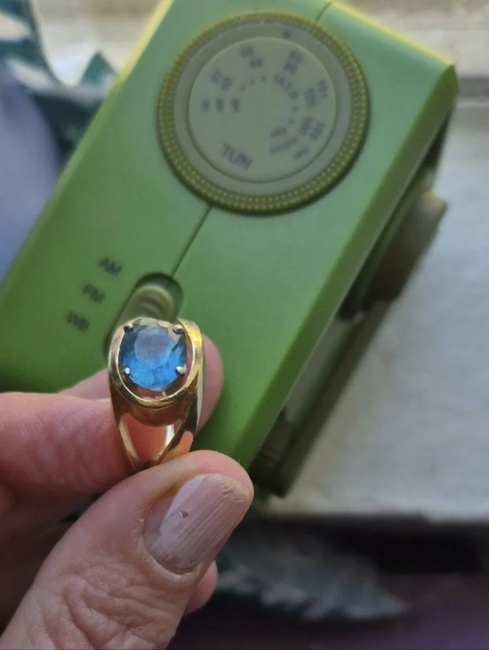 🌙Vintage 14k Blue Topaz Modernist Ring Sz 7 In Box